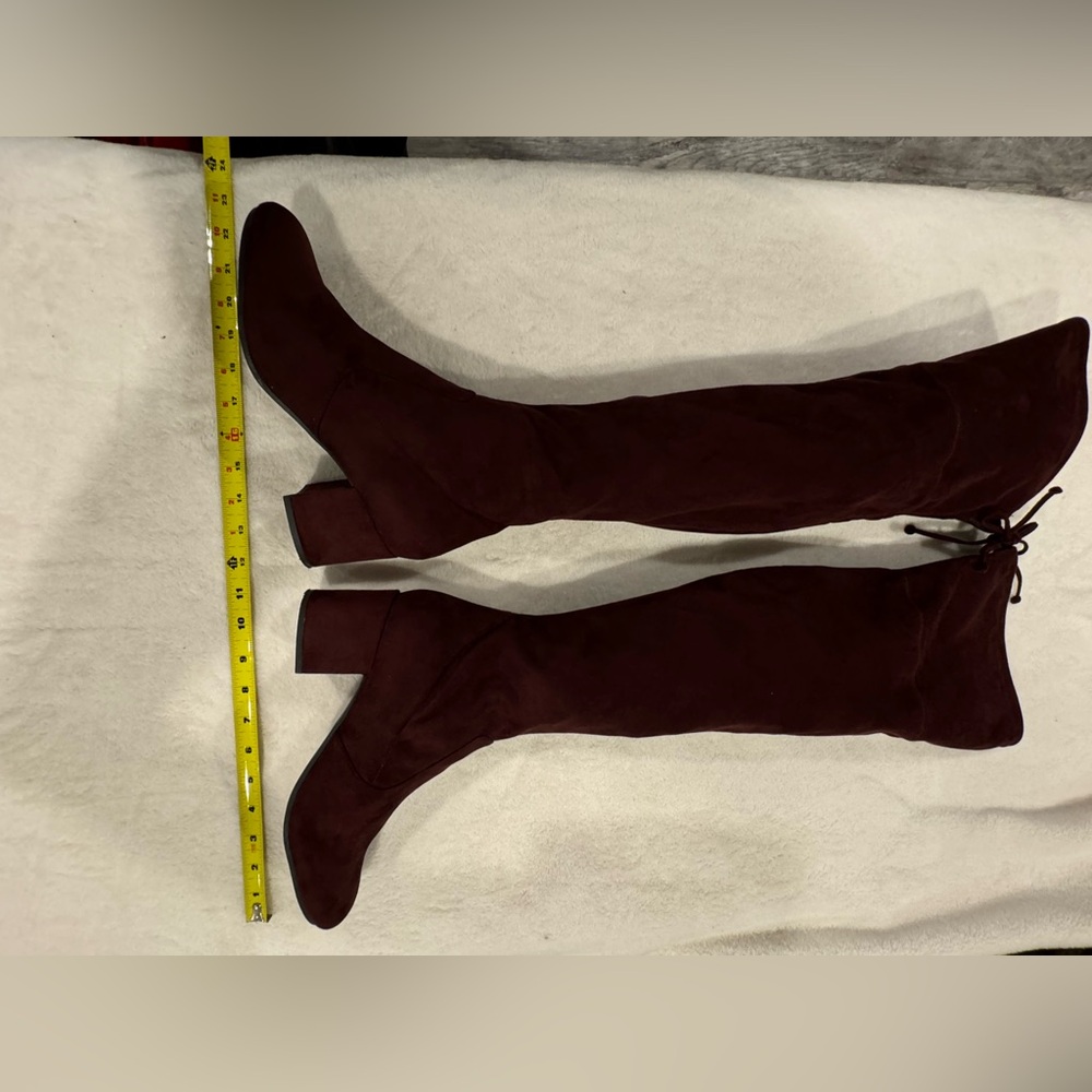 Women's Burgundy vegan suede Knee Boots